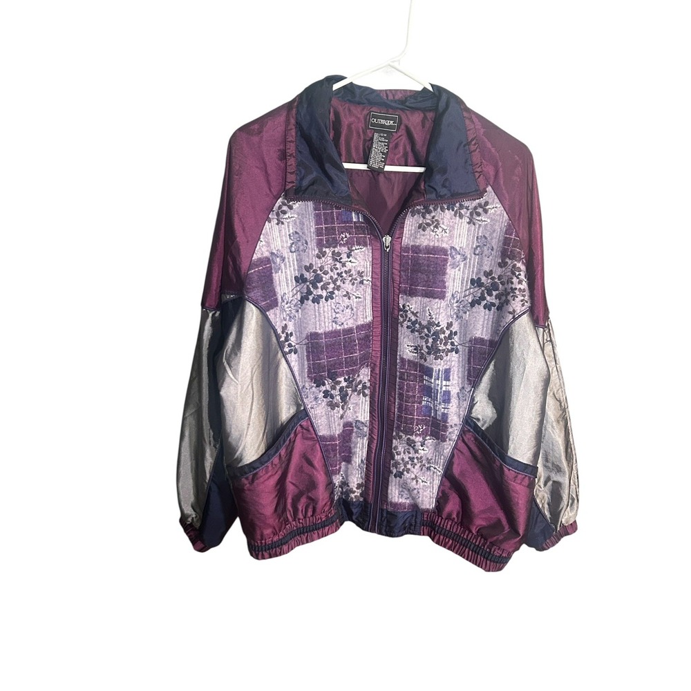 Vintage Outbrook Purple/Grey Floral Women's Jacket Size L (12/14)